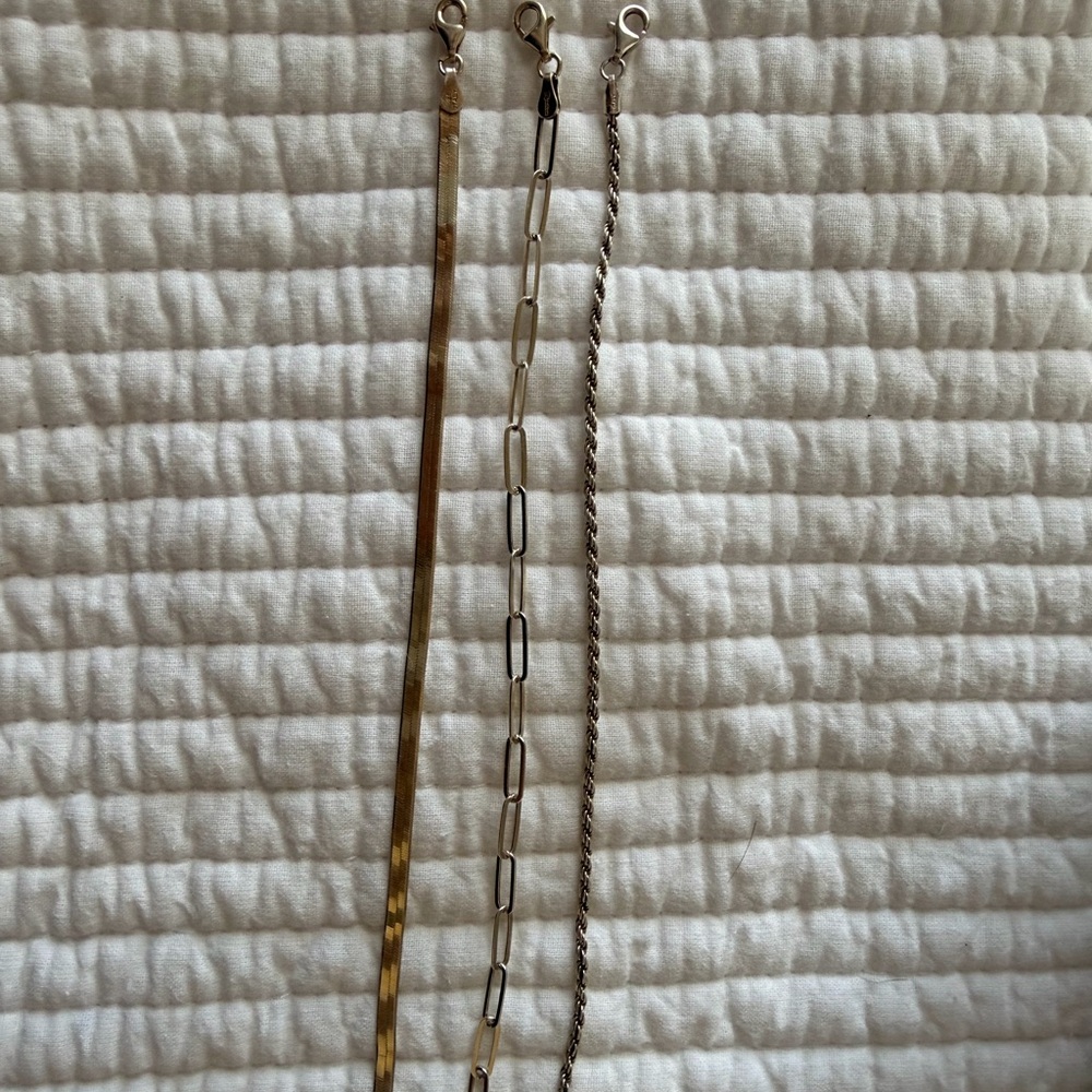 Italy 14k Gold Plated Sterling Silver Bracelet Set